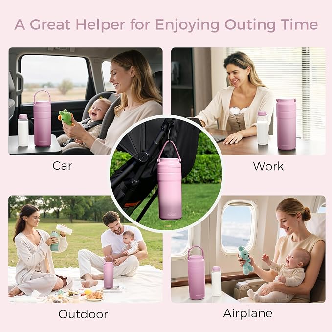 Momcozy Portable Breast Milk Cooler for Travel, 24H Ice-Free Cooling Breastmilk Storage Bottles Container, 12oz Leak Proof Outdoor Small Freezer, Baby Breastfeeding Essential for New Moms