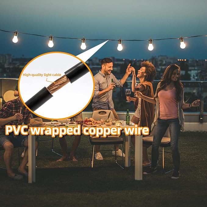 LED Outdoor String Lights with 20 Shatterproof Edison Bulbs, 39.4FT Commercial Grade Patio Lights, Replaceable Wick Outside Hanging Lights Waterproof for Porch, Deck, Garden, Backyard 2700K