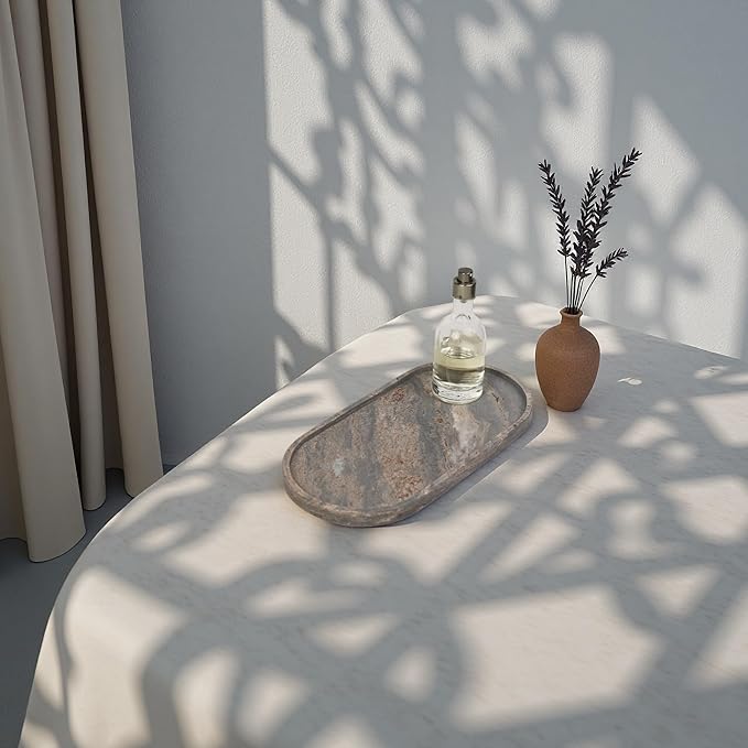 Marble Vanity Tray Organizer - 9.8"x5" Italy Natural Stone Decorative Tray,Jewelry, Perfume & Candle Display Tray,Bathroom Vanity, Dresser Top, Nightstand Decor