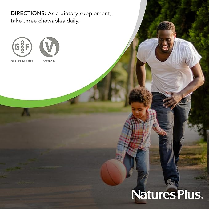 Natures Plus Hema-Plex Iron - 60 Mixed Berry Chewables - 85 mg Elemental Iron - Total Blood Health - with Vitamin C & Bioflavonoids - Vegan, Gluten Free - 20 Servings
