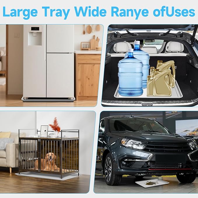 2Pcs Stainless Steel Oil Drip Pan for Under Car, 24 x 16 x 1.9 Inch Metal Oil Drain Pan for Oil Change, Automotive Large Drip Tray Oil Catch Pan Replacement Tray to Keep Garage Floor Clean
