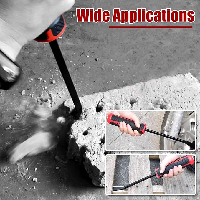 WISEUP 4-Piece Pry Bar Set,8",12",18",24" Heavy Duty Crowbar with Thicker Strike Caps for Prying,Demolition,Automotive Mechanic Hand Tools