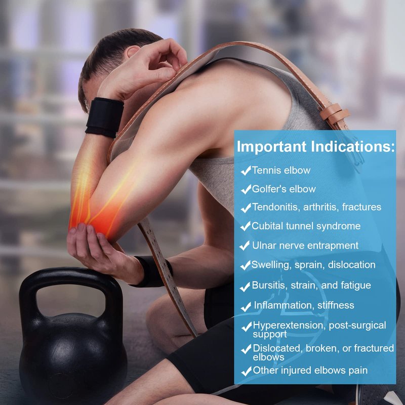 PEIZSON Elbow Splint Tendonitis Elbow Brace, Cubital Tunnel Syndrome Brace with 4 Removable Metal Spring Splints for Sleeping, Elbow Immobilizer for Ulnar Nerve Entrapment, Golfers Elbow (S/M)