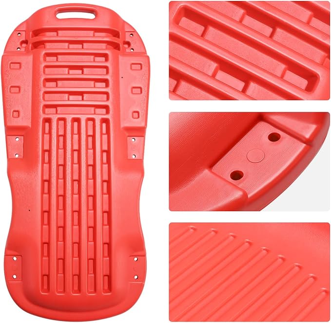 DNA Motoring 38 Inches Low Profile Plastic Rolling Garage Shop Floor Creeper with Side Pockets & 6pcs Casters, Red, TOOLS-00390