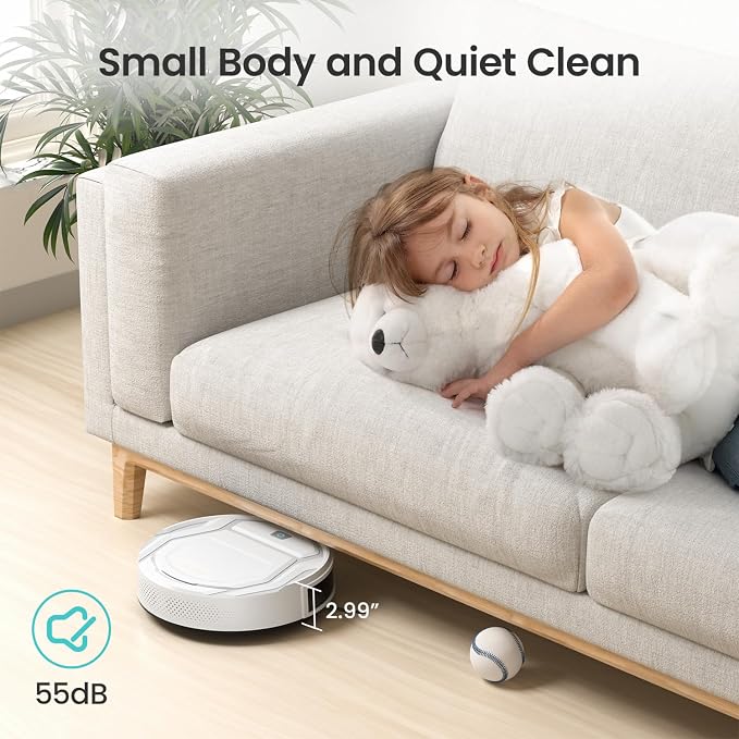 Lefant Robot Vacuum Cleaner, Strong Suction, 120 Mins Runtime, Slim, Low Noise, Automatic Self-Charging, Wi-Fi/App/Alexa Control, Ideal for Pet Hair Hard Floor and Daily Cleaning, M210