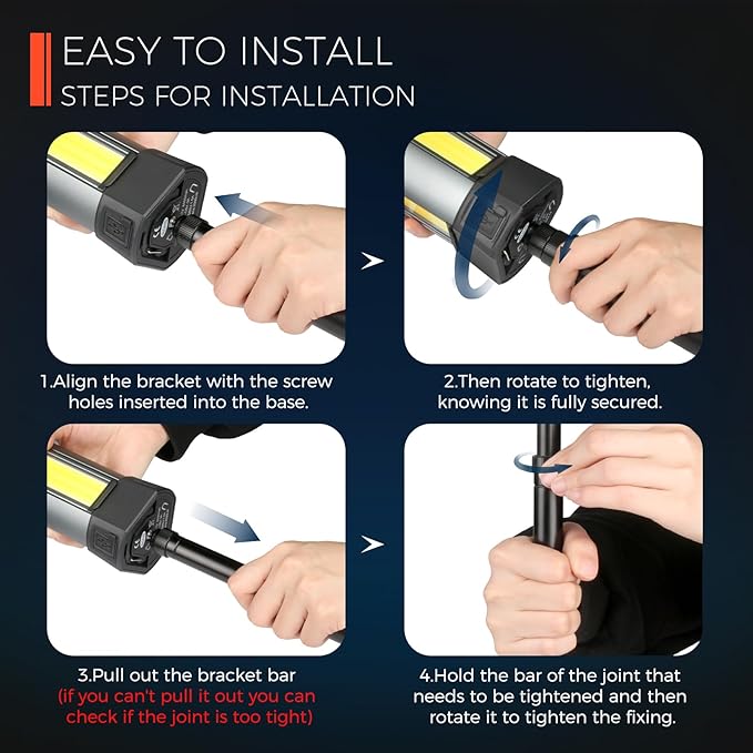 Rechargeable LED Work Light with Stand - Cordless Work Lights Kit 3 Page Head,500/1000/2000 Lumen 3500/6500K Dimmable 6AH Camping Light with Detachable Tripod,Hooks and Carrying Bag