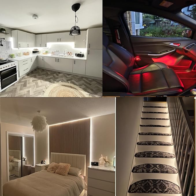 IP65 COB LED Strip Light, 480LEDs/m High Density 6000K Cool White, 16.4FT DC12V Flexible Cuttable CRI90+ Uniform No-Spot Lighting for Kitchen,Bathroom&Under Cabinet,Home DIY Lighting(No Power Supply)
