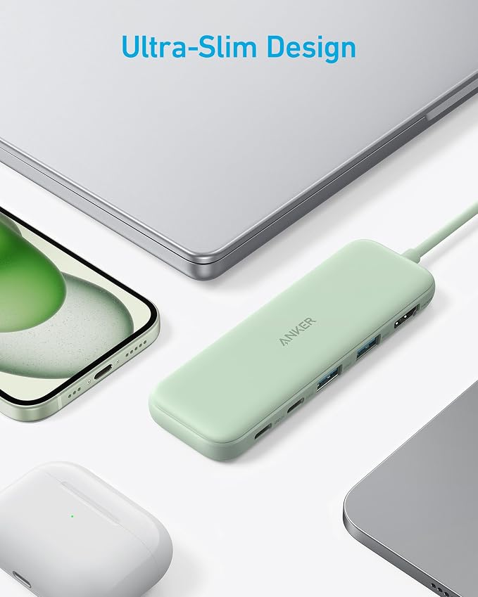 Anker USB C Hub, 5-in-1 USBC to HDMI Splitter with 4K Display | 85W Max PD, 1 Powered USB-C 5Gbps & 2 Powered USB-A 3.0 5Gbps Data Ports, for MacBook Pro, MacBook Air, Dell and More (Green)