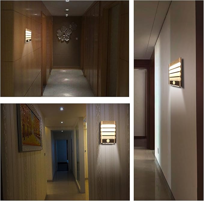 Leadleds Motion Sensor Wall Light Battery Operated, 2-Pack LED Wall Sconces Luxury Aluminum Stick Anywhere Auto On/Off Night Lights for Hallway, Closet, Pathway, Staircase, Garden