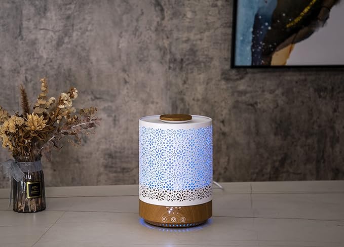 BlueHills Premium 2500 ML Set of 3 Extra Large Essential Oil Diffusers for Big Rooms High Mist Output Huge Capacity Adjustable Cool Mist Great Gift - Dark Wood design, Wood grain and Wood grain design