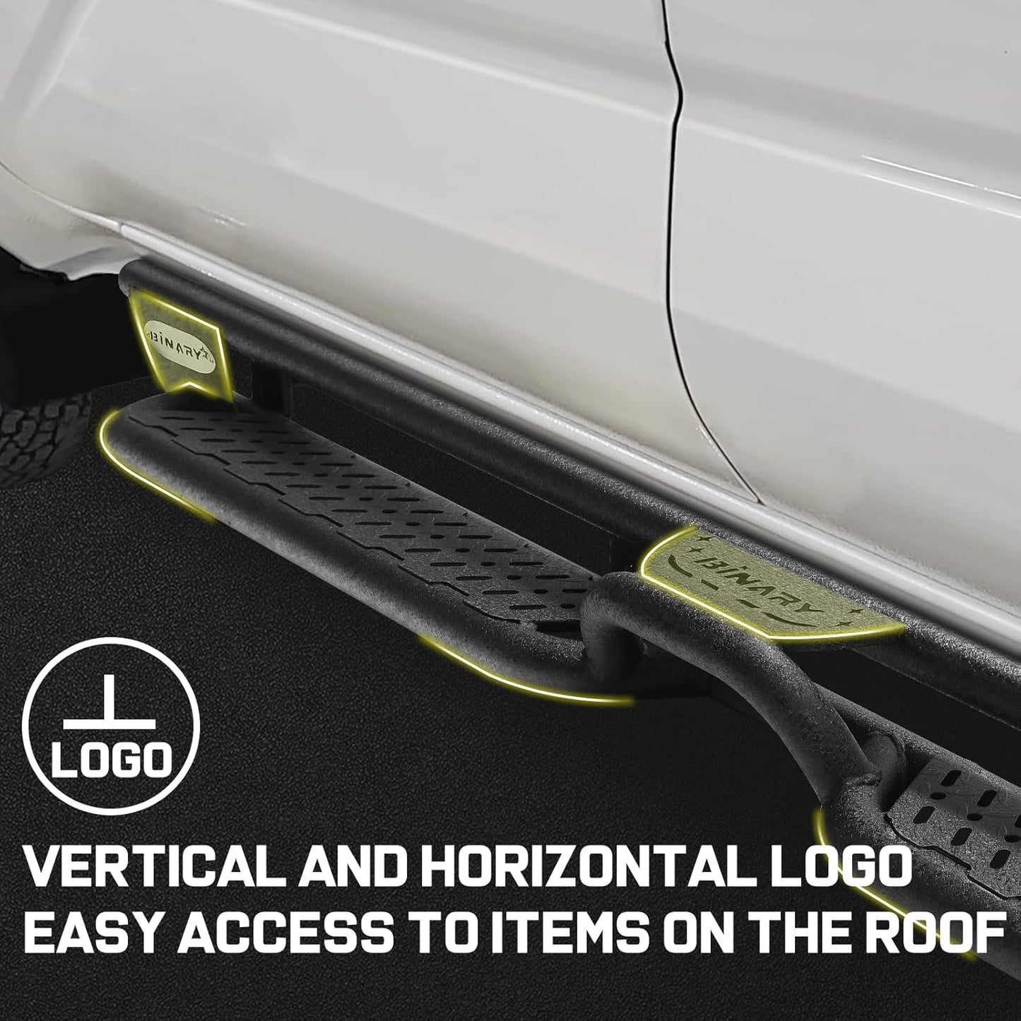 BINARY STAR Running Boards Compatible with Vehicle 2022-2025 Toyota Tundra CrewMax Cab, 6 Inch Tundra Two-Stair Side Steps Nerf Bars, Black Step Bars Step Rails, Running Boards