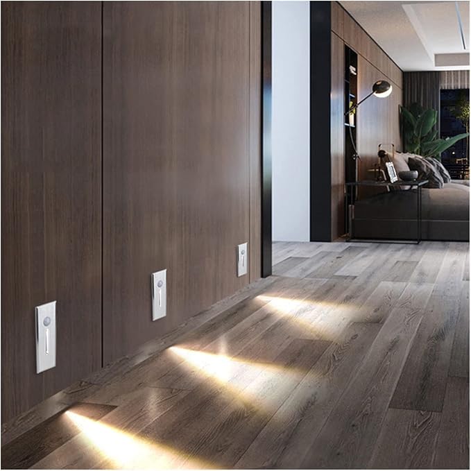 3W Light Control Motion Sensor LED Wall Lamp Stair Light Waterproof IP42 Corner Wall Lights Stairs Step Stairway Hallway Lamps(Cool,White with Sensor)