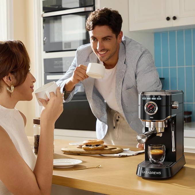 CASABREWS 5418 PRO Espresso Machine, Coffee Maker with Fast Heating System | Brew Ready in 5 seconds, Brews 2+ milk drinks in a row, 20-Bar Pump, Built-in Pressure Gauge, Pro Steam Wand for Lattes