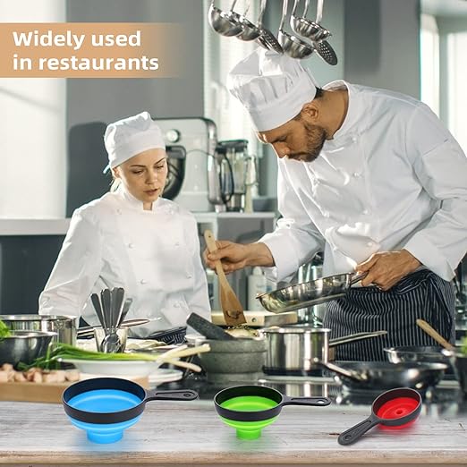 Funnels for Kitchen Use Set of 3, Dokpod Collapsible Funnels for Filling Bottles, Wide Mouth Canning Funnel, Small Medium Large Funnel Set for Filling Solid Particles, Powder and Liquid,