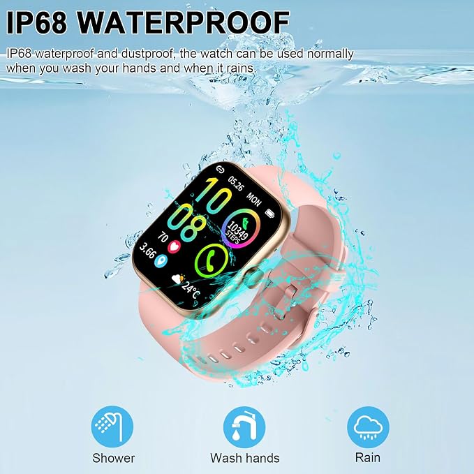Smart Watch for Women (Answer/Make Call), 1.96"HD Smartwatch with Heart Rate/Sleep Monitor/Pedometer, 113+ Sports Modes, 2026 New Fitness Watch IP68 Waterproof, Activity Tracker for Android iOS-Pink