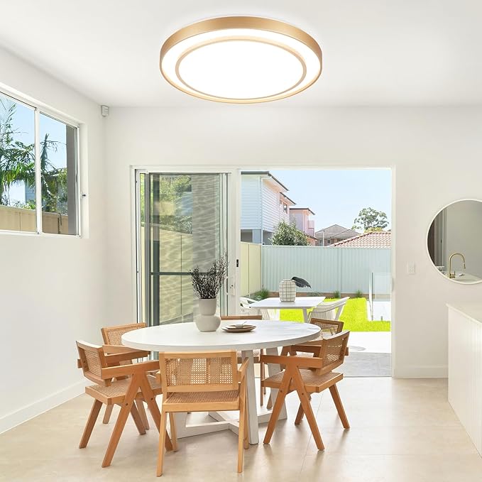 20 inch Flush Mount Ceiling Light Fixture LED 36W, Gold Dimmable Fixture Ceiling Mount Overhead, Modern Close to Ceiling Light 5CCT for Living Room,Kitchen, Bedroom