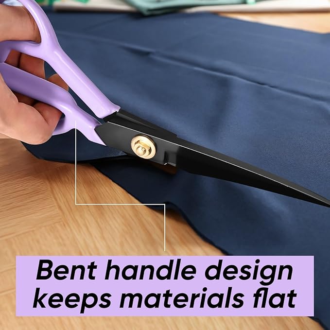 Professional Tailor Scissors Heavy Duty - Multi-Purpose Sewing Fabric Scissors for Leather Cutting Industrial Sharp Shears Home Office Arts, and Crafts (9 Inch) Purple