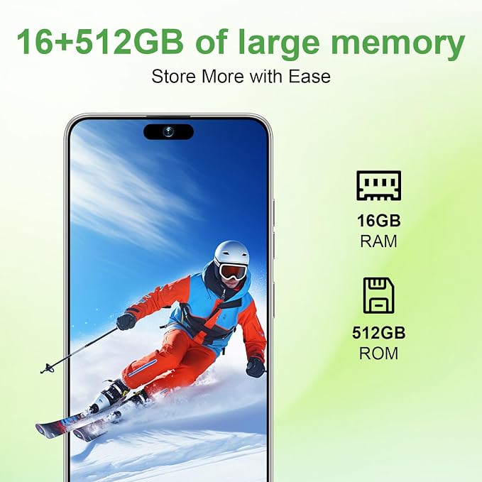 17 PMAX Unlocked Cell Phone,16GB+512GB Smartphone,6.99" HD Screen Android 15 5G Phones,Battery 7000mAh Android The Phone,Fingerprint Button Unlock/GPS/Face ID/Dual SIM/5G (White)