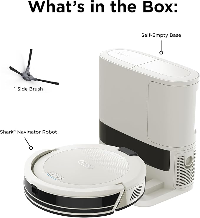 Shark Navigator | Robot Vacuum Cleaner with Powerful Suction for Pet Hair, Rugs, Carpets & Hard Floors | Bagless Self-Empty Base | 30-Day Capacity | SmartPath LiDAR Navigation | White | AV2110S