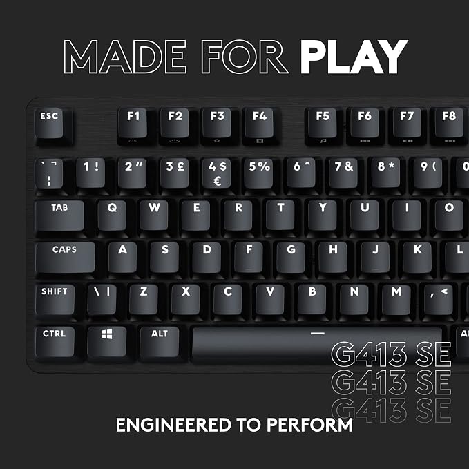 Logitech G413 SE Full-Size Mechanical Gaming Keyboard - Black | Backlit, anti-ghosting, compatible with Windows and macOS, aluminum material