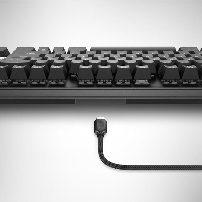Alienware Wired Gaming Keyboard AW420K, Linear Mechanical, TKL | USB-C, Detachable Cable, Adjustable Height, RGB Per-Key, Dark Side of the Moon, 2-Year Warranty