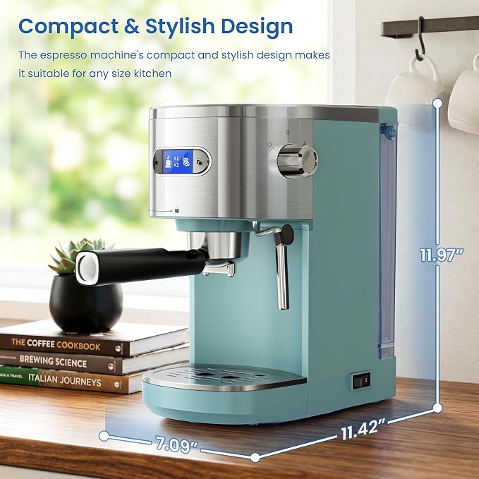 COWSAR Espresso Machine,Expresso Coffee Machines,Espresso Maker with Milk Frother Steam Wand & 40oz Removable Water Tank,Stainless Steel Compact Cappuccino & Latte Machine
