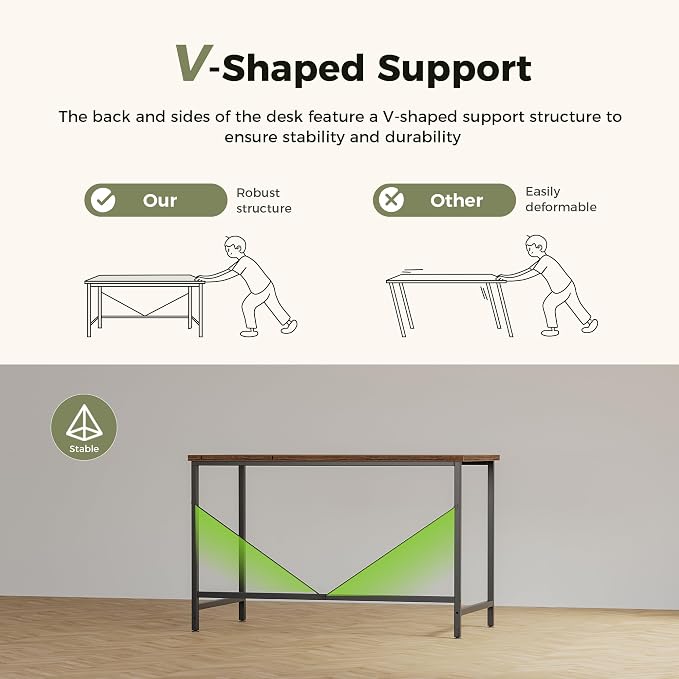 Mericonia 32x20 Inch Computer Desk, 0.6" Thick Small Office Table | Modern Simple Style, Small Study & Writing Table for Home Bedroom Work, Brown