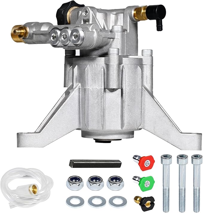 TOOLCY 7/8" Shaft Vertical Pressure Washer Pump - Rear Inlet/Outlet Max 3400 PSI @ 2.5 GPM OEM & Power Washer Pump for Gas Washer, More Replacement for Simpson, Ryobi, Honda etc