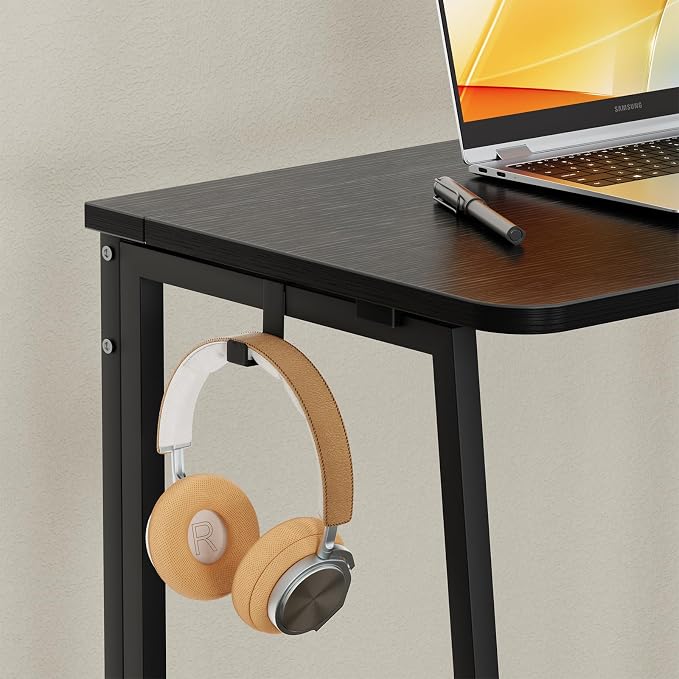 WOHOMO Folding Desk, 47.2" Foldable Computer Table for Small Spaces, Black | Easy Assembly and Fold, Sturdy Home office desks for Study Bedroom Dorm Space Saving Writing Work Apartment