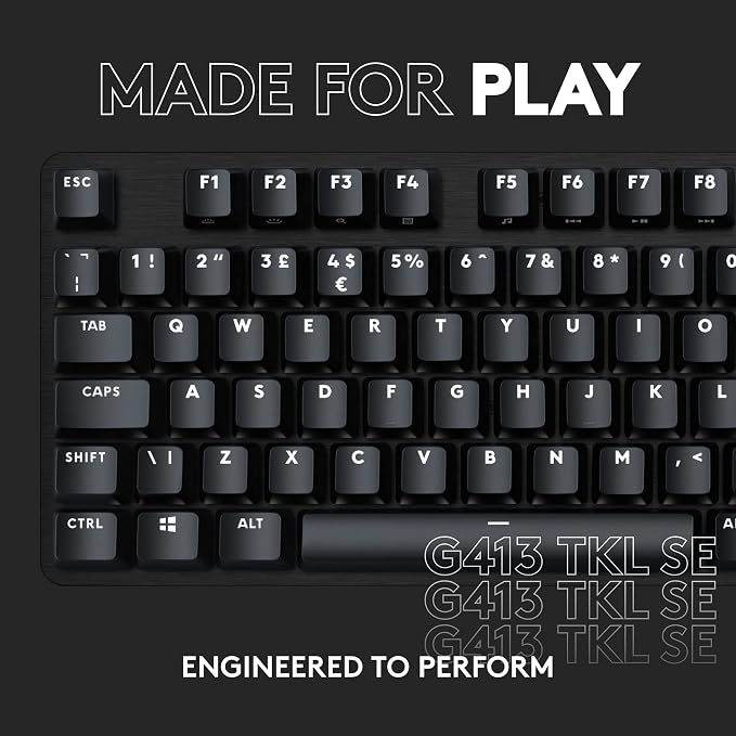 Logitech G413 TKL SE Mechanical Gaming Keyboard - Black | Tactile switches, anti-ghosting, compatible with Windows and macOS, compact design