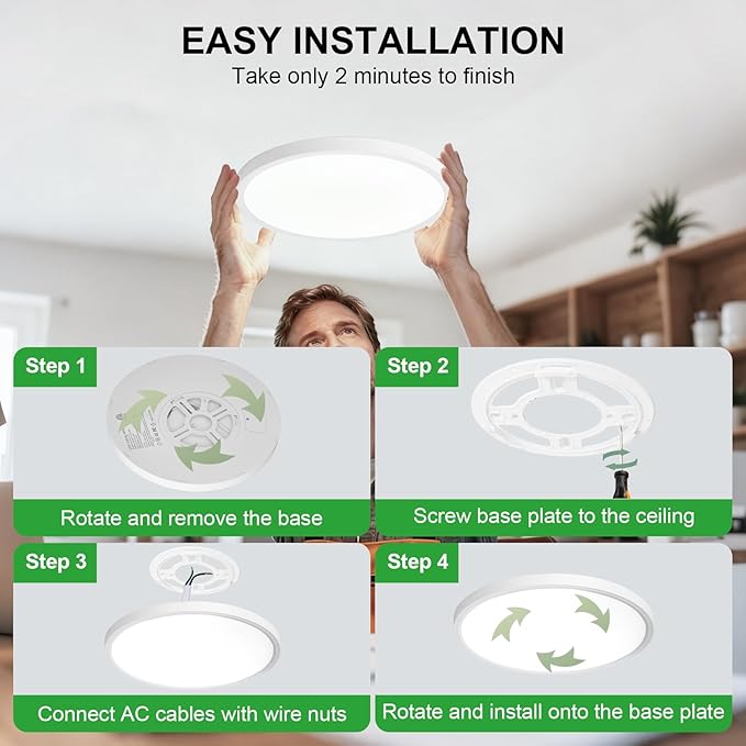 LED Flush Mount Ceiling Light: 12 inch 6Pack Super Slim Dimmable & 5CCT (2700-6500K) Kitchen Lighting Fixtures Ceiling - 24W White Low Profile Ceiling Lamp for Bedroom Garage Hallway