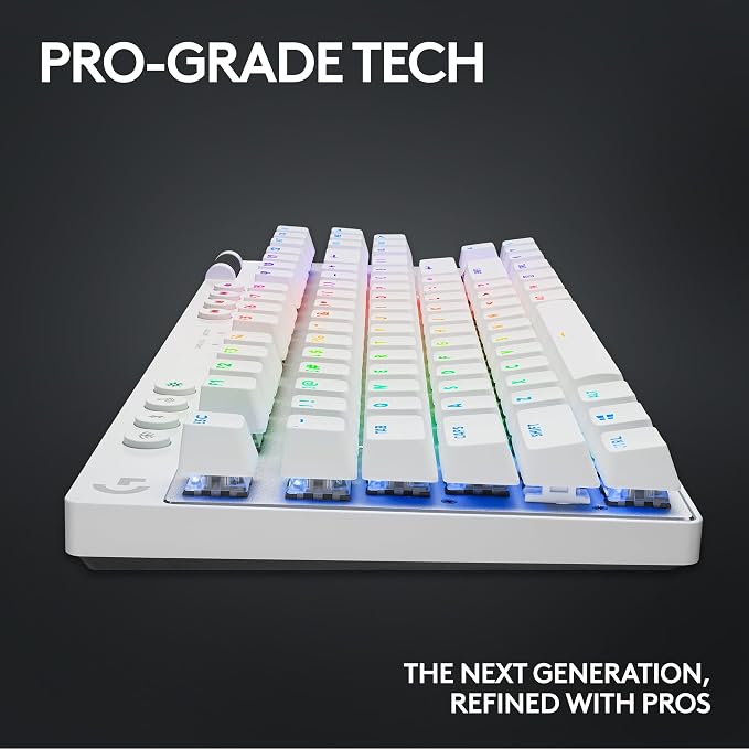 Logitech G PRO X TKL Lightspeed Wireless Gaming Keyboard (Tactile) - White | Lightspeed wireless, Ultra-Portable Tenkeyless Design, LIGHTSYNC RGB, PBT keycaps, Tactile Switches