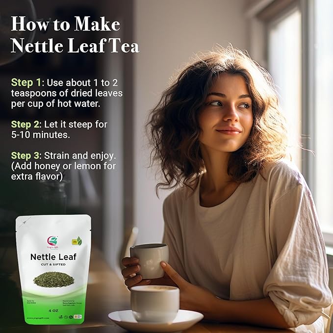 Nettle Leaves Dried 4 oz | Nettle Leaf Tea | Cut and Sifted | Stinging Nettle Herb Bulk | Non- Gmo, Ethically sourced | By Yogi's Giftยฎ