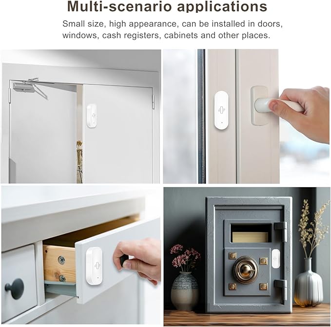 WiFi Vibration Sensor: Smart Door Window Sensor with App Alerts, Wireless Glass Break Detector, Adjustable Sensitivity, Compatible with Alexa Google Home (2Pack)