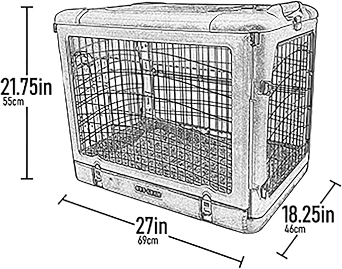 Pet Gear “The Other Door” 4 Door Steel Crate for Dogs/Cats with Garage-Style Door, Includes Plush Bed + Travel Bag, No Tools Required, Beige, 27 Inch