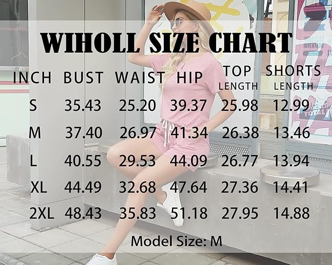WIHOLL Two Piece Outfits for Women Lounge Sets Button Down Top and Shorts Set Sweatsuits with Pockets