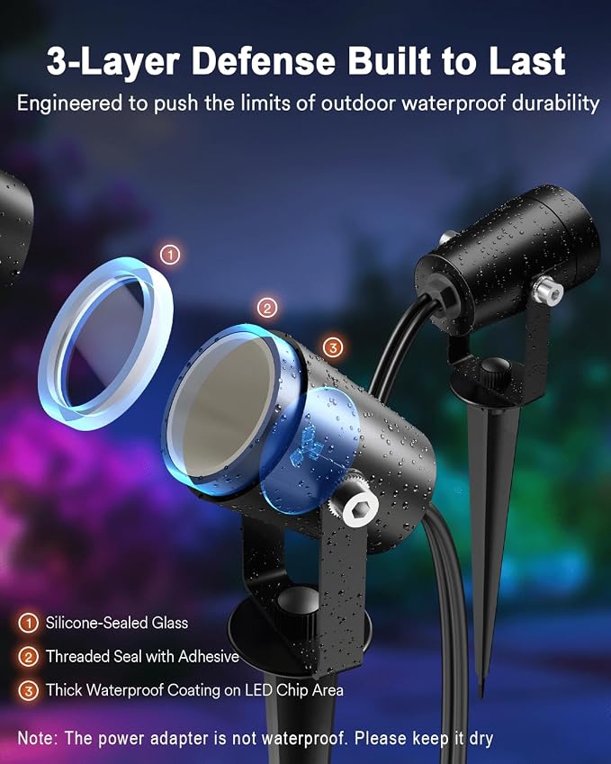 Lumary Smart Landscape Lights Gen2, 56FT Outdoor Spotlights, 6 Pack | RGBAIWW Color Changing, Warm White, IP65 Outdoor Rated, APP/Alexa/Google/Remote, 56FT Cable for Yard & Pathway
