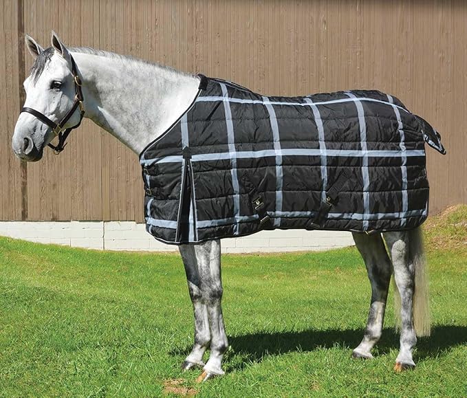 Country Pride Highland 1200D Lightweight Stable Blanket (72, BlackPlaid)
