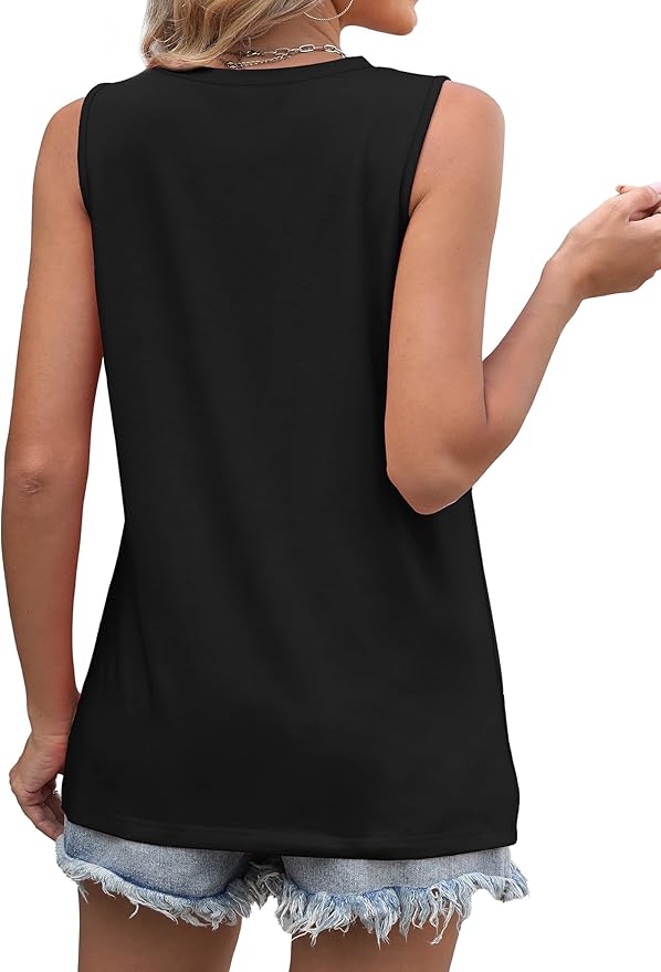 WIHOLL Women's Sleeveless Summer Crewneck Loose Fit Tank Tops