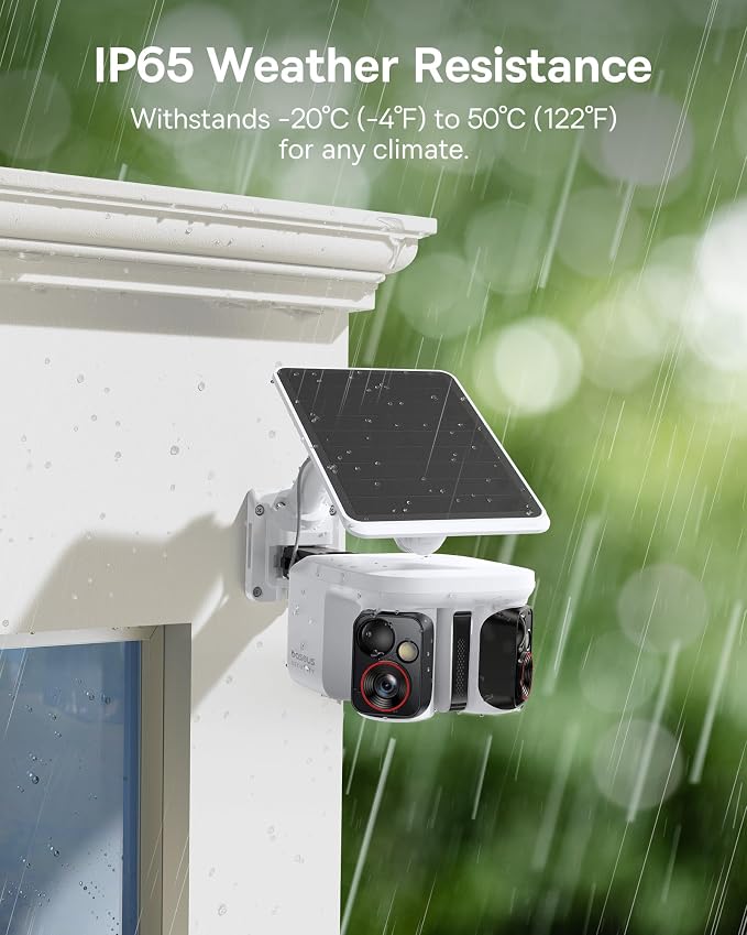 Baseus X1 Pro Dual-Tracking Solar Security Camera Outdoor Wireless, Supports up to 512GB, Dual 3K AI Cameras, 300° Pan, Color Night Vision, 8× Zoom, IP65, No Subscription with 32GB Card