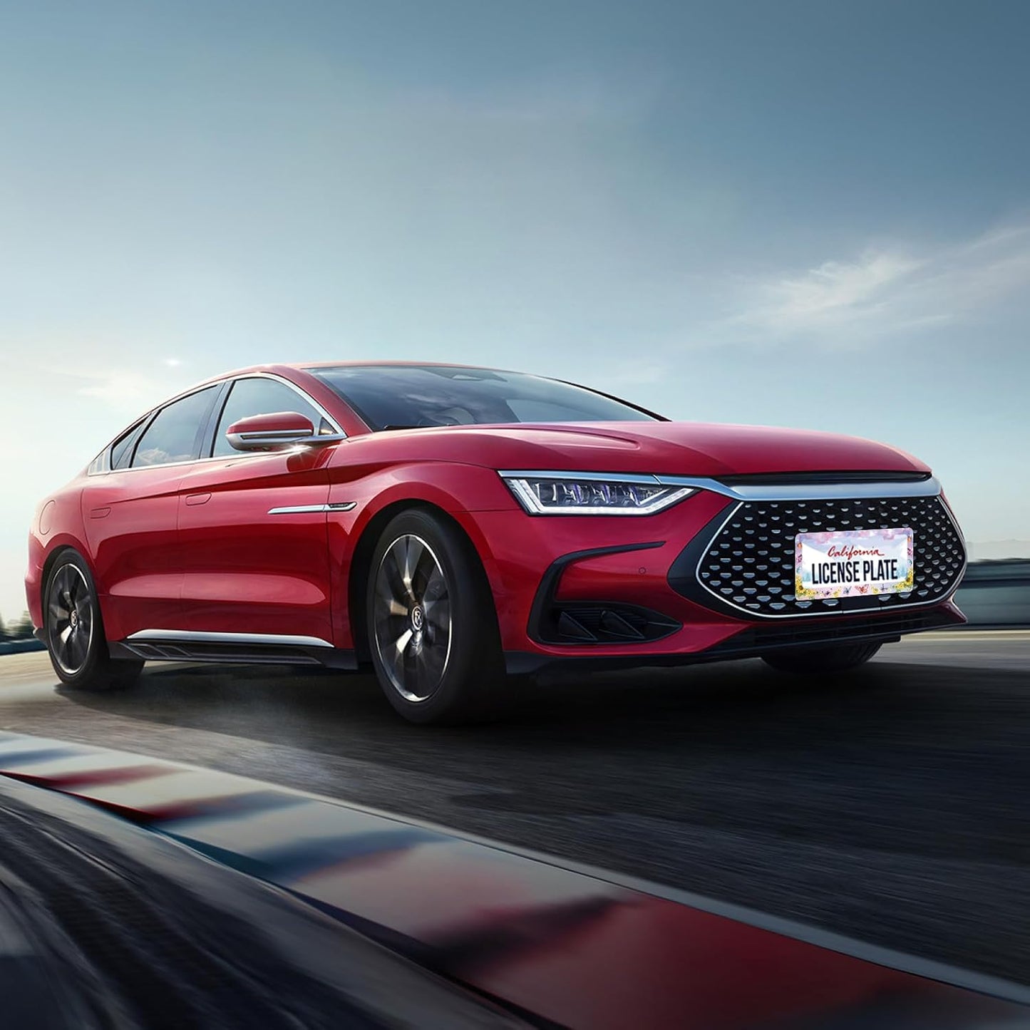 Beautiful Butterfly Sunflower License Plate Frame Yellow Floral License Plate Stainless Steel Funny License Plate Holder for Men Women Colorful Car Accessories Decoration 12.3" x 6.3"
