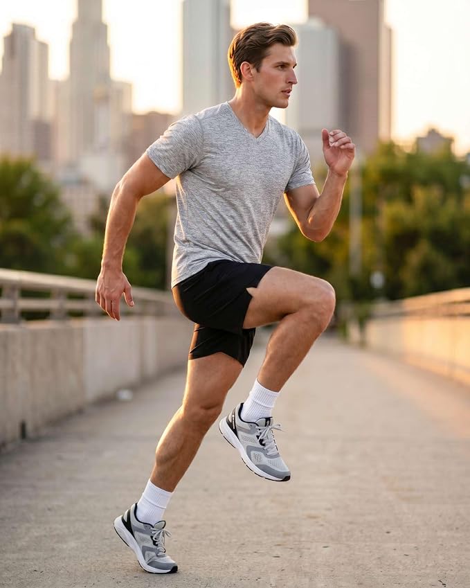 5 Pack Men's Dry Fit V Neck Gym Workout T Shirts Athletic Moisture Wicking | Cooling, Quick Dry, Breathable, Short Sleeve, Exercise, Cycling, Sports, Outdoor, Fitness, Golf, Crossfit, Hiking, Tennis