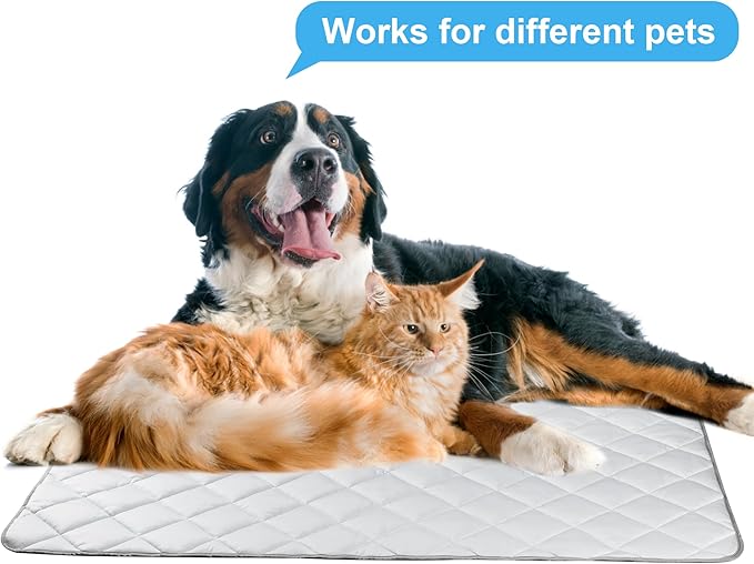 Langsprit Dog Cooling Mat, Washable Dogs Cats Pet Non-Toxic Cooling Pads Summer Sleeping Kennel Mats,Pet Self Cool Ice Blanket for Indoor & Outdoor Dog Beach Essentials Light Gray Large