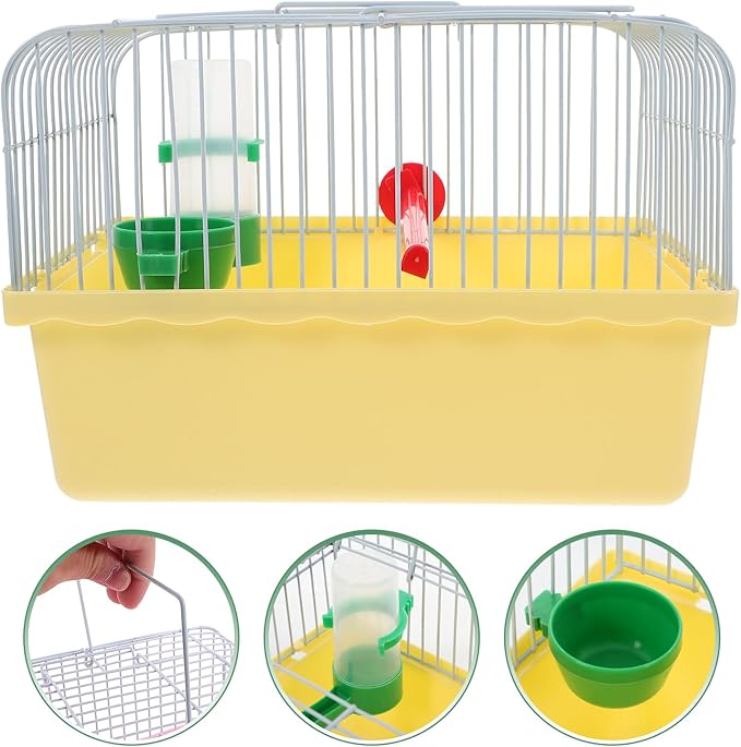 Small Bird Travel Cage:Portable Small Bird cage with Parrot Feeder Cups & Standing Perch for Parakeets Lovebirds Parrotlets