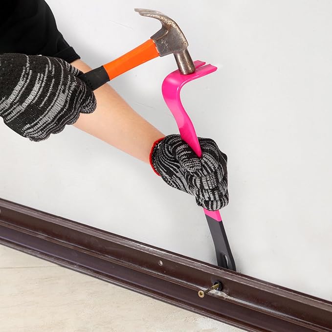 12'' Flat Pry Bar Crow Bar Nail Puller, Pink Black Color Angled Curved Head Metal Wood Board Tire Removing Wrecking Prying Tool Heavy Duty