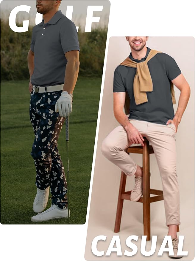 TACVASEN Mens Golf Shirt Dry Fit Mens Polo Shirts Short Sleeve Performance Golf Polos for Men with Collar Work Shirts