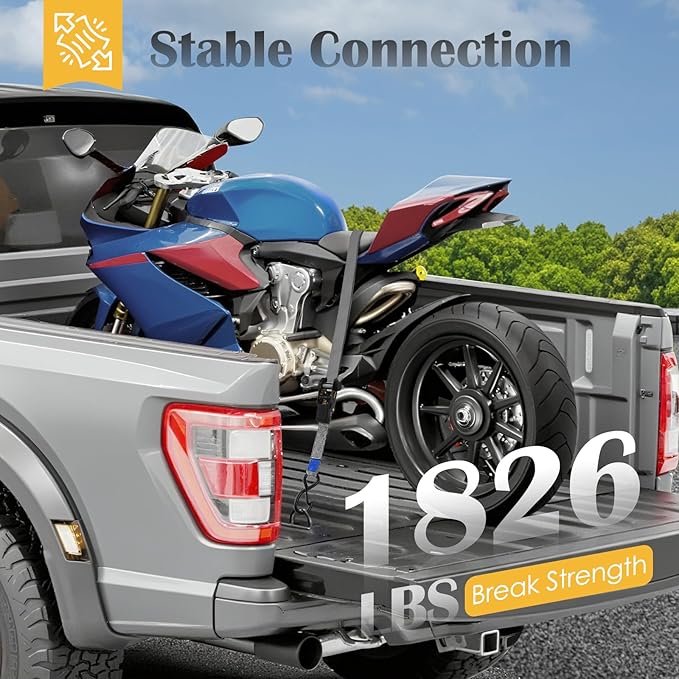 Ratchet Straps 4 Pack - 1,826 Lbs Break Strength 1 in x 15 Ft Medium Duty Ratchet Tie Down Straps with S Hooks Set for Truck, Cargo Van, Trailer, Motorcycle (Grey)