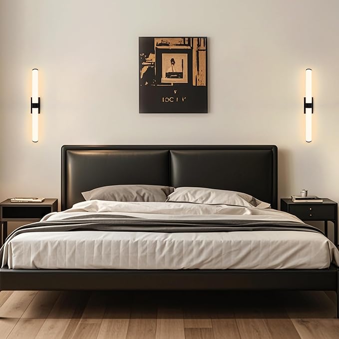 Kalium 33in Modern Wall Sconces, Dimmable Bathroom Vanity Lights, 3000K Warm White LED Indoor Sconces Lighting for Bathroom, Stairs, Living Room, Bedroom. Hardwired.