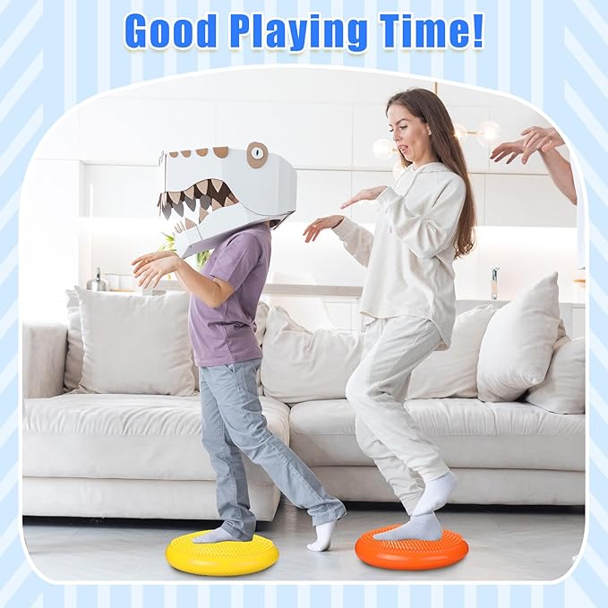 2 Pcs Wiggle Seat Inflated Wobble Cushion Flexible Balance Disc with Air Pump for Core Stability Strengthening Improving Posture Physical Exercise