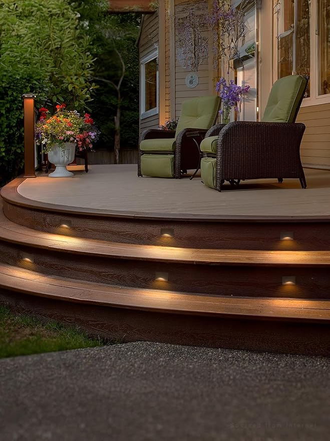 LEONLITE 5CCT 120V LED Step Lights, 150LM 5%-100% Dimmable Stair Lights Indoor Outdoor IP65 Waterproof, Aluminum Anti-Glare Shell, CRI90 ETL 2700K/3000K/3500K/4000K/5000K, Oil Rubbed Bronze, Pack of 6